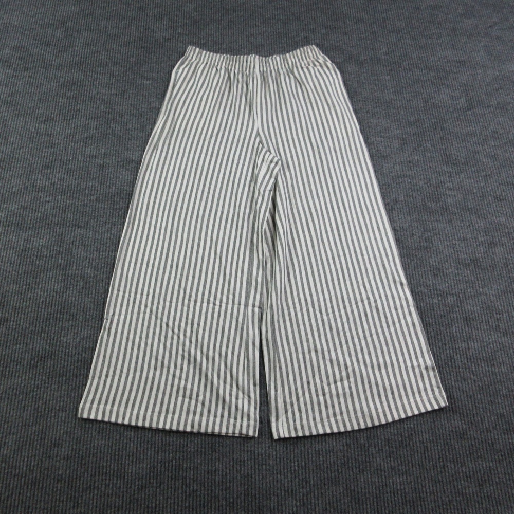 Z Supply Pants Womens M Gray Scout Knit Striped Cropped Wide-Leg 29x26* NWT